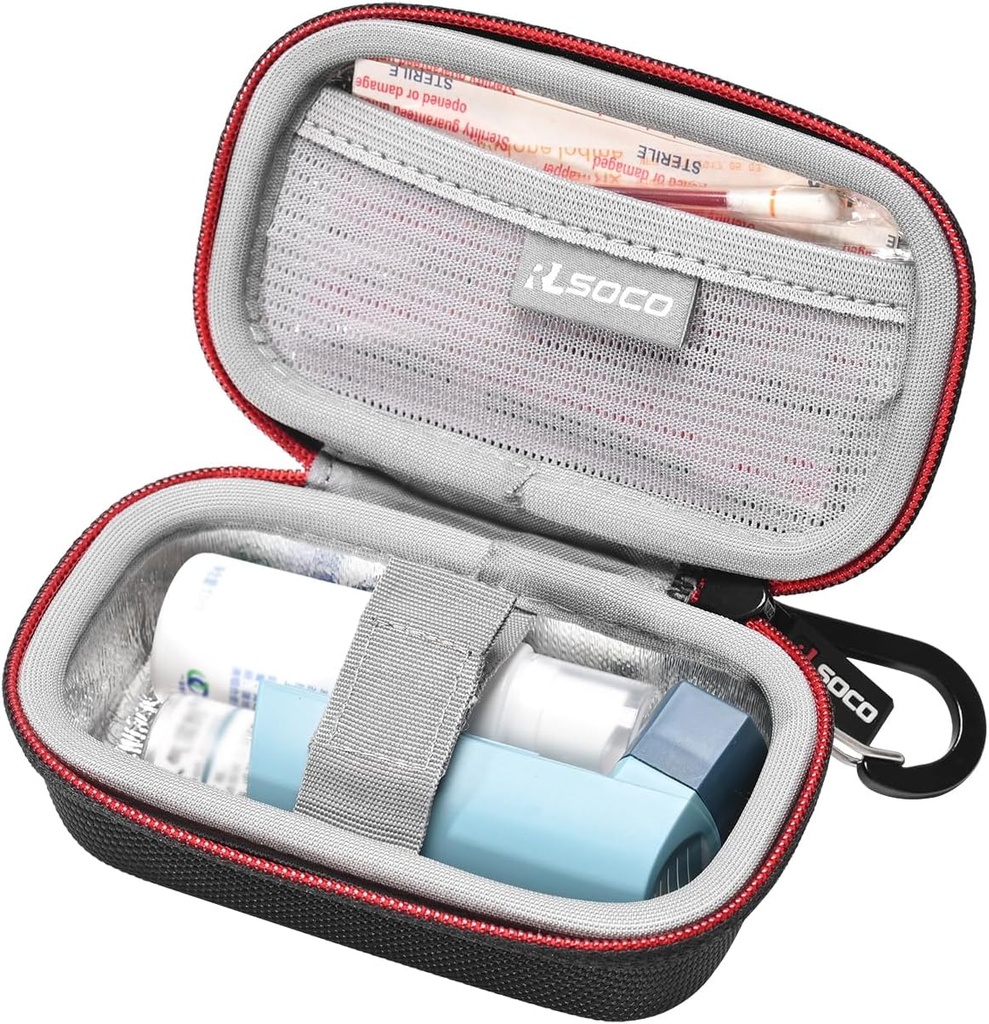 ROLSOCO draagtas voor volwassenen en kinderen Astma Inhaler - zwart (alleen zaak)