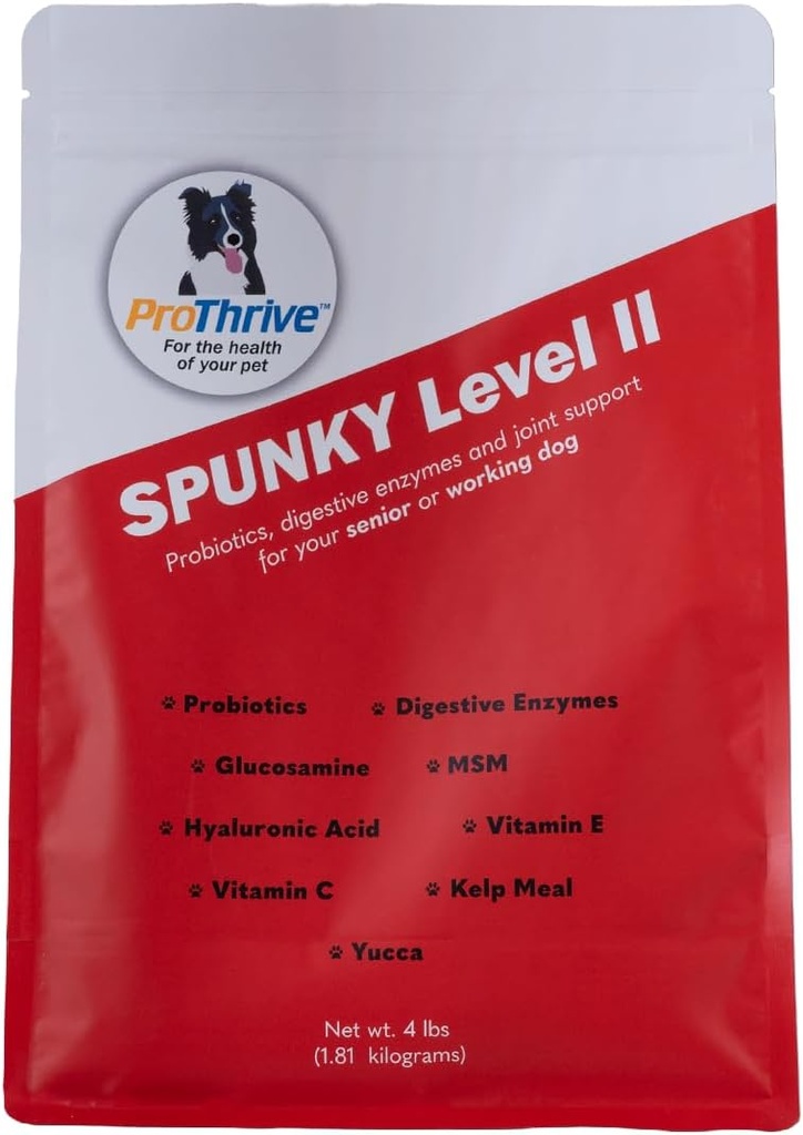 Spunky Level II Hip and Joint Supplement for Dogs, Glucosamine For Dogs With MSM, Dog Vitamins and Supplements Helps Digestion, Dog Joint Supplement - 4LB