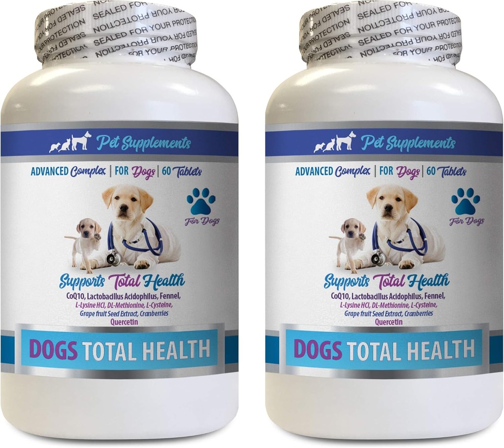 PET-supplementen & NUTRITION LLC Hondentandhygiëne - Honden Totale gezondheidscontrole - Immuunondersteuning - Haarhuidnagels Orale ooggezondheidsformule - Orale calcium voor honden - 2 flessen (120 stuks)