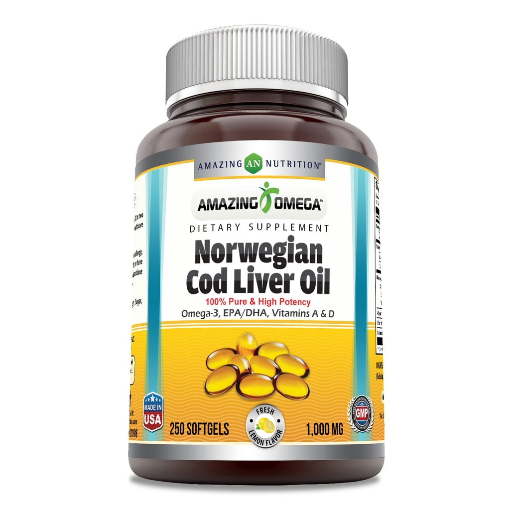 Verbazingwekkende Omega Noorse kabeljauw Lever Olie 1000 Mg 250 Softgels 