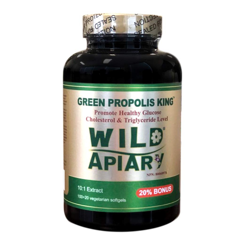 Wild Apiary Brazilian Green Bee Propolis King Vegetarian Softgel 120 gels - niet alcoholisch, wasvrij, suikervrij