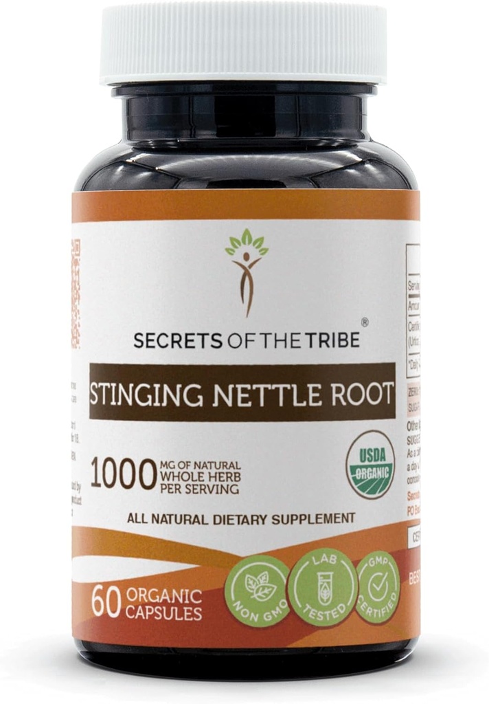 Geheimen van de Stam stekende Nettle Root 60 Capsules, Gemaakt met plantaardige capsules en USDA Organische Stinging Nettle Urtica Dioica Respiratory and Urinary System Health (60 Capsules)