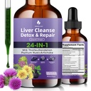 Leverreiniging Detox & Repair Liquid Drops - Milk Thistle, Dandelion, Psyllium Husk & Artichoke Supplement for Liver Health & Digestie - Sugar-Free Vegan Extract, 2 Fl Oz (30 porties)