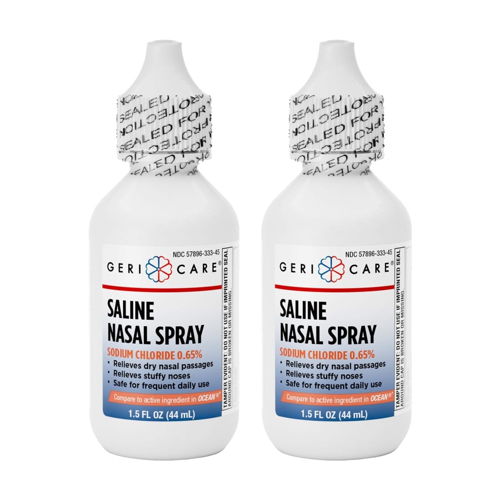 GeriCare Saline neusspray 1,5 FL OZ vochtinbrengende spray Natriumchloride 0,65% (verpakking van 2)