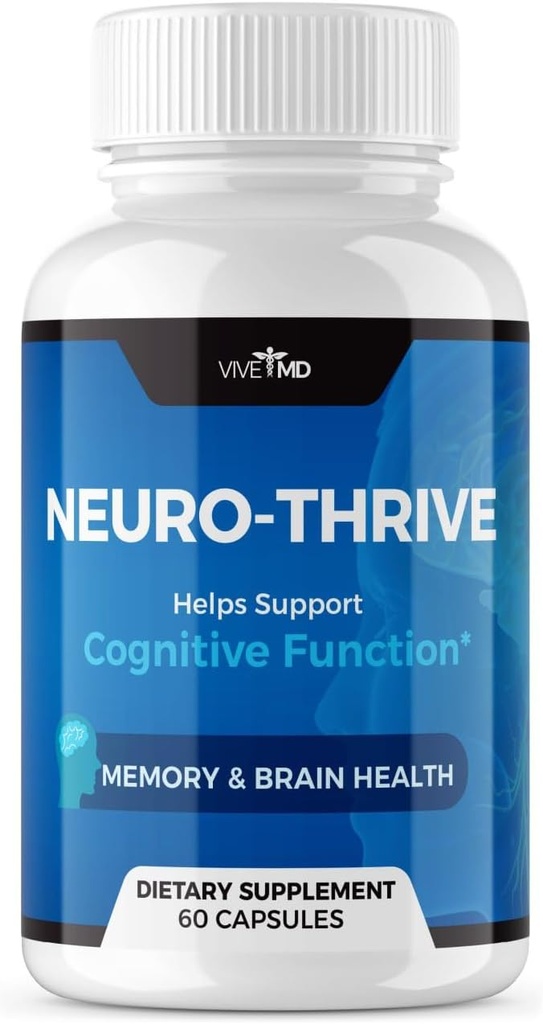 VIVE MD Neuro Thrive Brain Supplement - Officiële Formule - Neuro Thrive PQQ, Neuro Thrive - Extra sterkte met Ginkgo Biloba Extract, Siberische Ginseng Extract - (60 capsules)