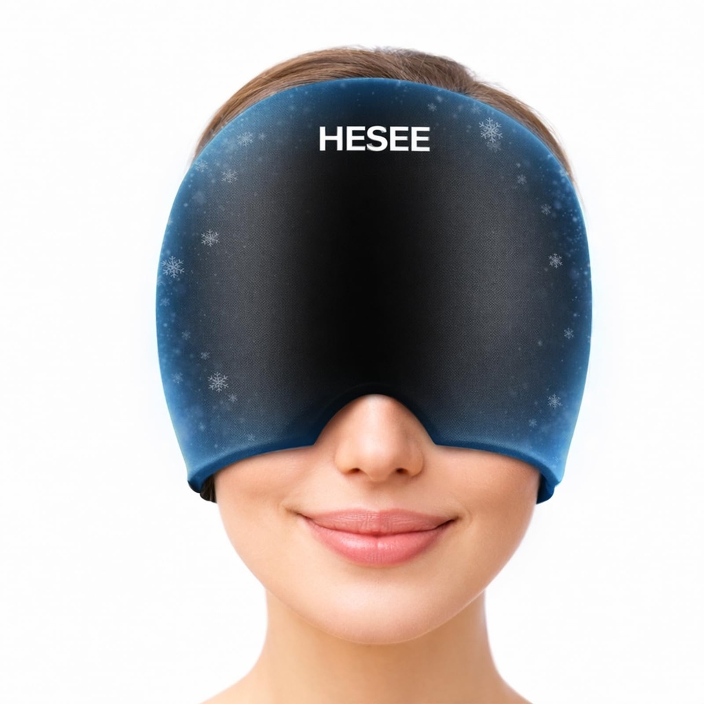Migraine Relief Cap, Hoofdpijn Relief Pet voor Migraine Cap, Hot en Cold Therapie, Hoofdpijn Ogen Masker voor Stress Relief, Ice Pack Head Wrap voor Sinus, Puffy Eyes, Spanning, Zwart