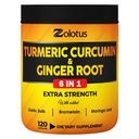 6 in 1 Kurkuma + Gember Capsules, 95% Curcuminoïden met Gember, Knoflook Bulb, Bromelain, Moringa, Black Pepper - 120 Capsules