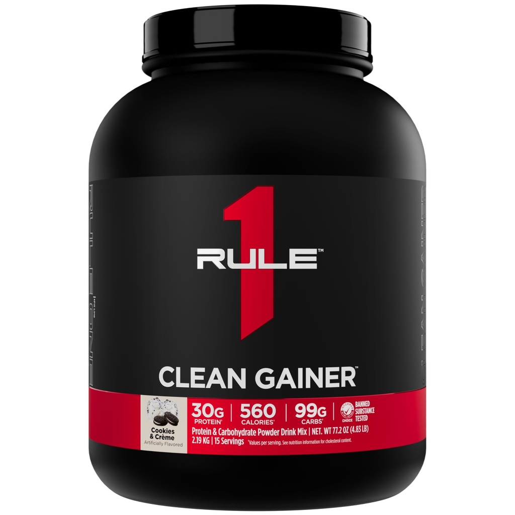 Regel 1 Clean Gainer - High-Protein Lean Gain Formula met 560 Calorieën, 30 gram vol-Spectrum Proteïne, meer dan 90 gram Carbs, onder 6 gram vet (15 porties, Cookies & Crème)