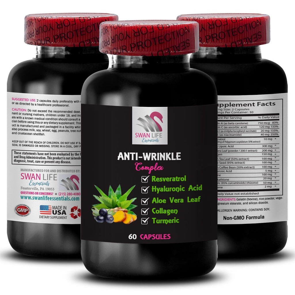 Youth Restorer - Anti-Wrinkle Complex - Silky Hydration, Skin Moisturizer, Aloë Vera Voordelen, Green Coffee Bean, Turmeric Extract, Firming Hydration, Skin Defense, Glycine 1 Bottle 60 Capsules