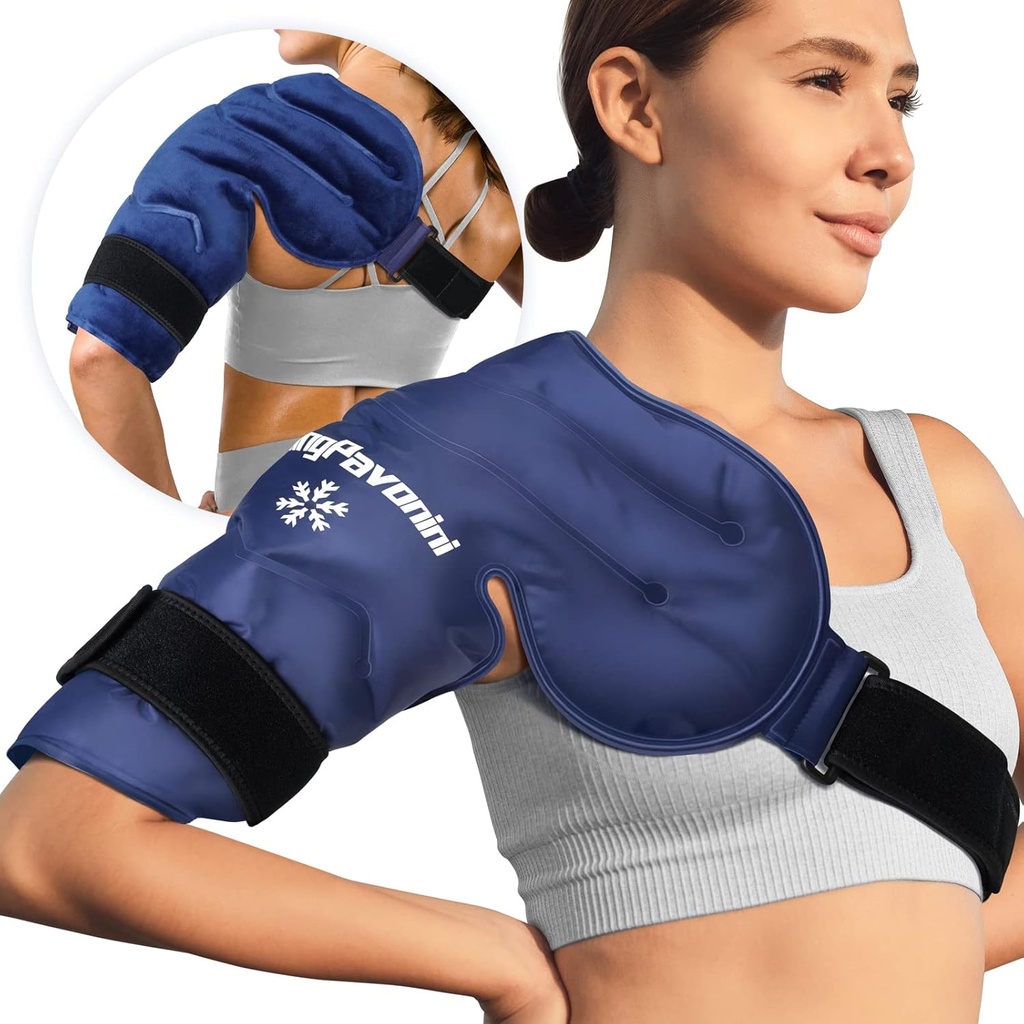 KingPavonini Schouder Ice Pack Rotator Manchet Koude therapie, Herbruikbare Gel Ice Pack voor schouderverwondingen, pijnverlichting, zwelling, schouders Chirurgie, Tendonitis, Bursitis, Blauw, Middelgroot