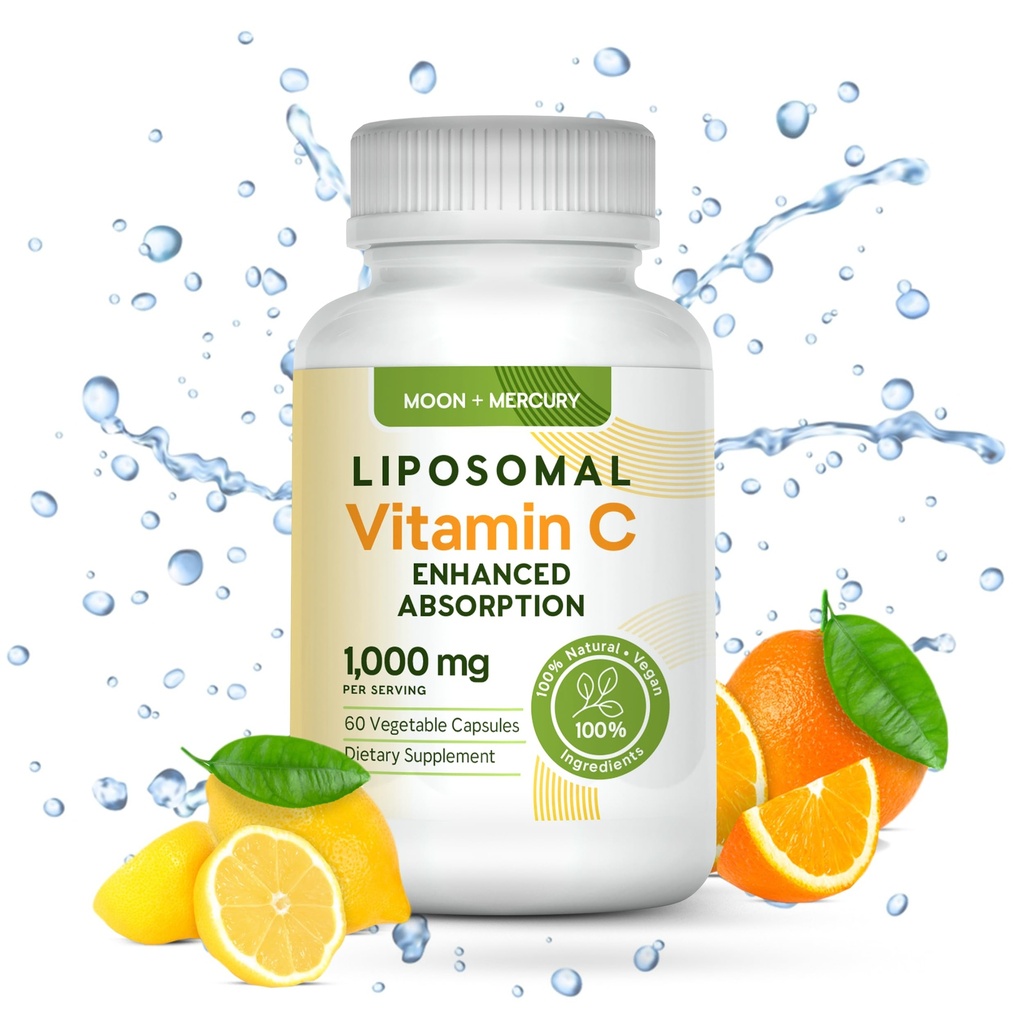 Liposomale - Vitamine c 1000mg - 60 Vitamine c Capsules - Hogere Absorptie, biologische beschikbaarheid liposomale Vitamine c door Maan en Mercurius