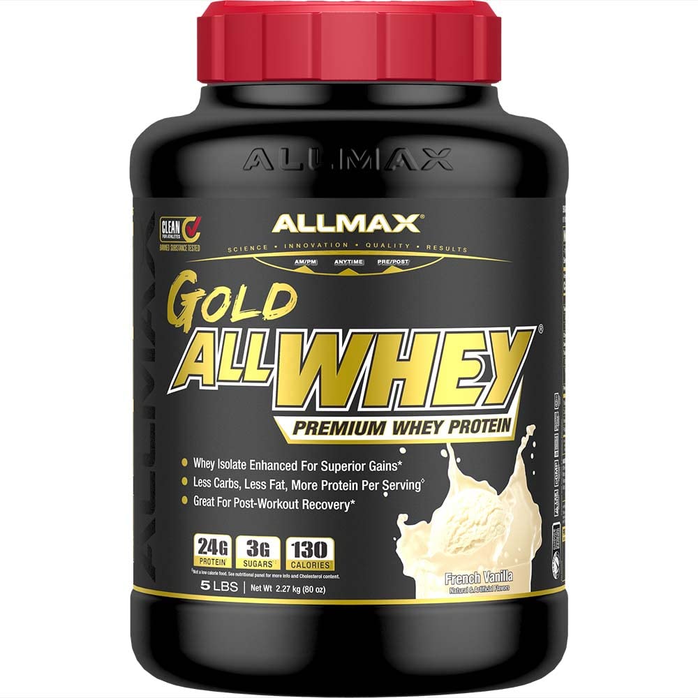 ALLMAX Nutrition Gold ALLWHEY, Franse Vanille - 5 lb - 24 Gram Proteïne per scoop - Glutenvrij, Low Carb & Low Sugar - ongeveer 71 Servers