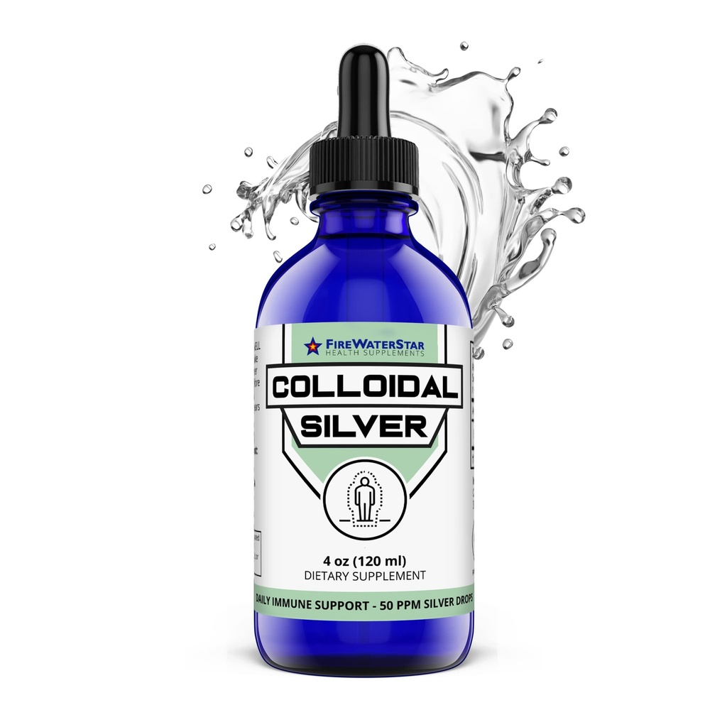 FWS Collective Silver, Liquid Silver Drops, 99,99% Pure Silver, 4 oz Glass Bottle, 60 Servings (2 maand levering), 50 ppm, Geconcentreerd voor gemakkelijke en handige porties