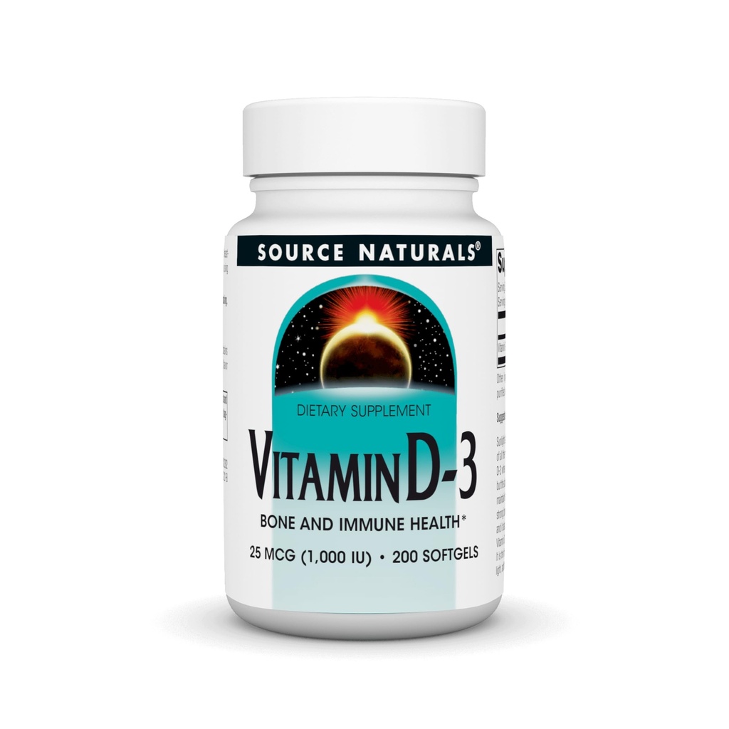 Bron Naturals Vitamine D-3 1000 ie Ondersteunt Bone & Immune Health* - 200 Softgels