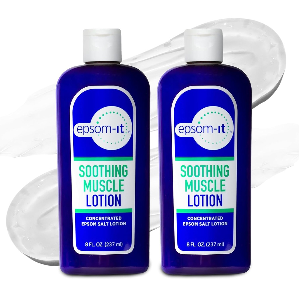 EPSOM-IT Verzachtende Muscle Lotion - Epsom Salt Magnesium Sulfate Cream Arnica voor spierstijfheid, Topical Magnesium Lotion, Het verstrekken van comfort voor benen, knie en voeten, 8.0 oz., 2-Pack