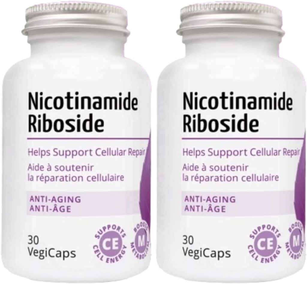 Nicotinamide Riboside - 300mg Nicotinamide Riboside (NR) per Serving, 400mg Coenzyme Q10 Ubiquinone, 30 VegiCaps per Bottle (60 Caps - Pack of 2)