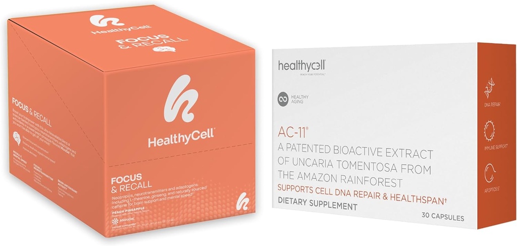 Gezonde Telomere Lengte Gezonde Veroudering Supplement + Focus & terugroepen Hersensupplement voor Geheugen & Focusbundel