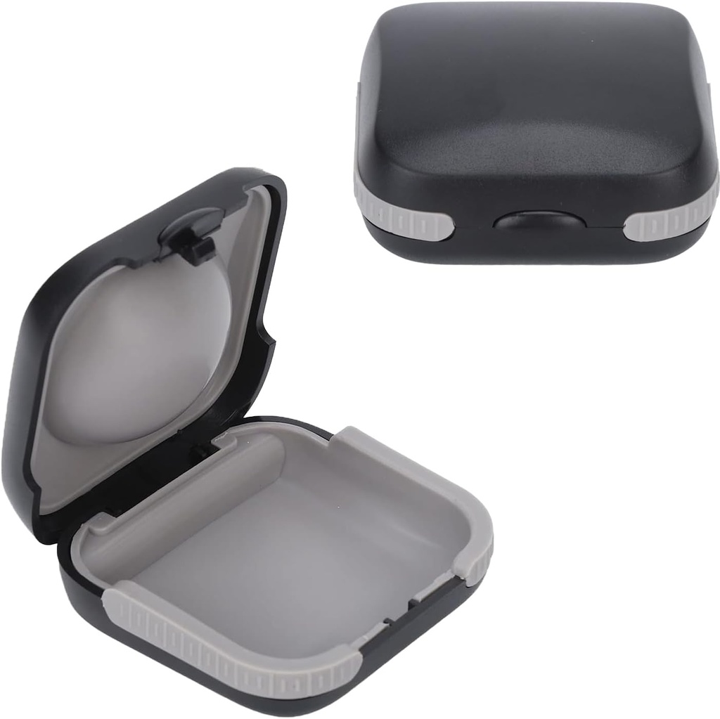 Beschermhoes voor reishoortoestellen Hard Small Splashproof 2.16"*2.04"*0.39" Gekussend interieur voor 2 hoortoestellen, ITE, RIC, CIC (zwart)