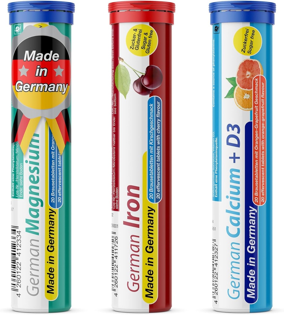 T&D German Mineral Plus Package 60 Servers - Vegan, Zero Sugar - Drink Bruistabletten - ijzer, calcium, Magnesium Pharma - Made in Germany