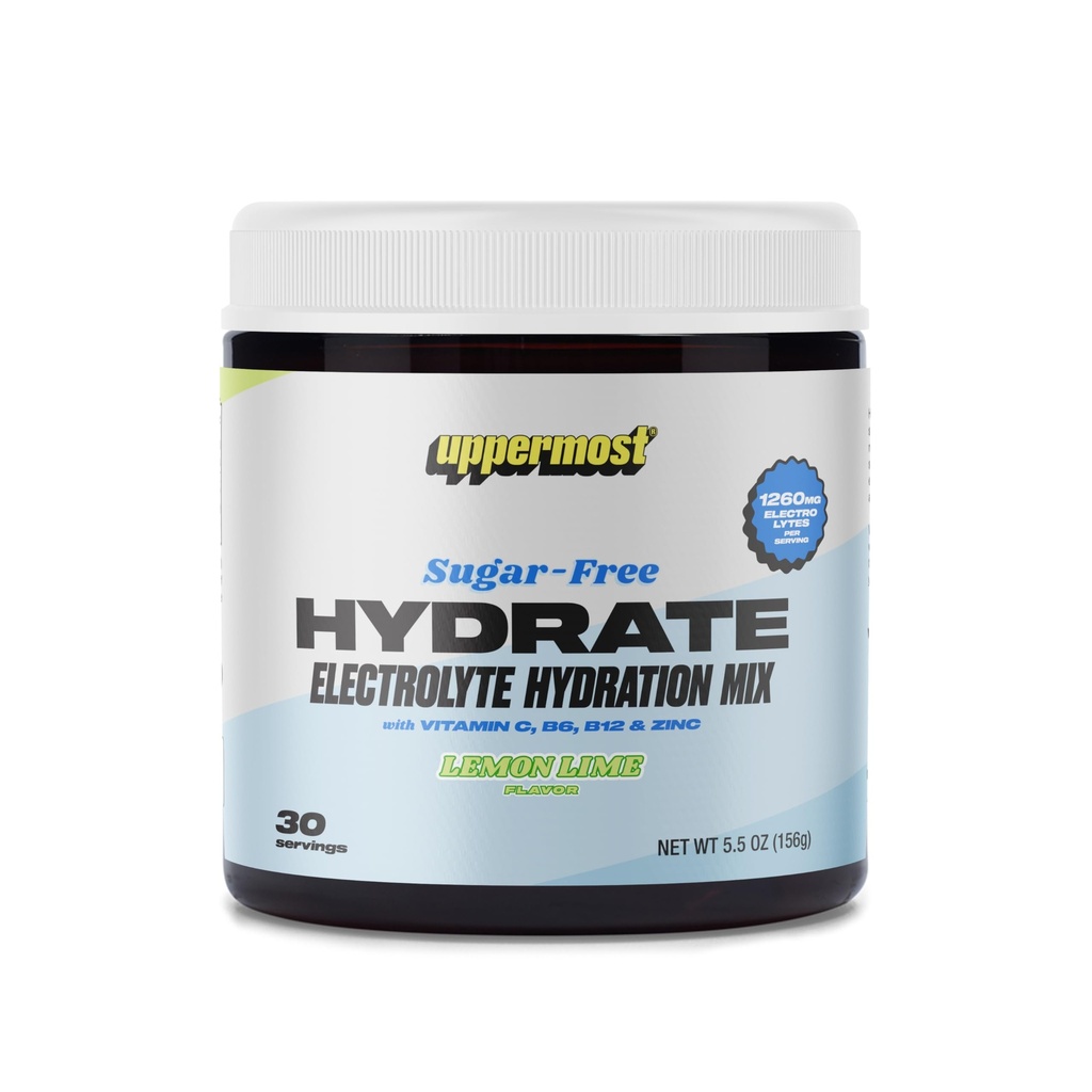 UPPERMOST Hydrate Hydrate Hydration Keto Electrolytes Powder No Sugar Drink Mix - van nature gearomatiseerd & gezoet - met vitamine C, B6, B12 & Zink - 30 Servers (Citroen Lime)