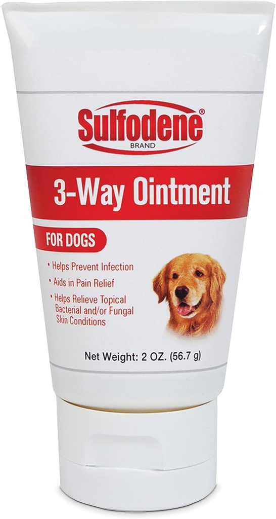 Sulfodene Hondenwond Care 3-Way Zalf, Verlicht pijn & voorkomt infectie voor honden knipsels, scrapes, bijten en verwondingen, 2 Ounce