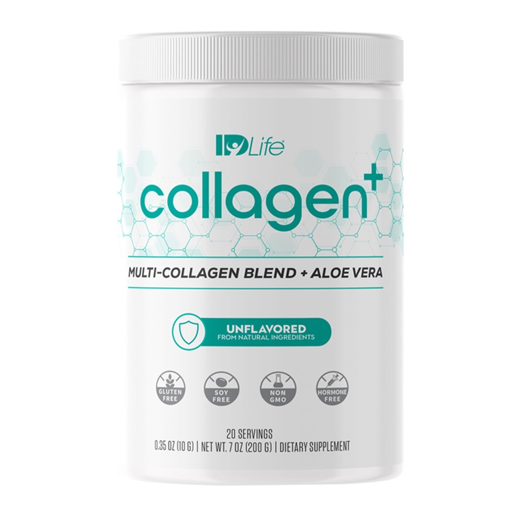 IDLife Collageen+ Powder Drink - Multi-collageen Blend with Fulvic Acid & Aloë Vera - for Healthy Hair, Skin, Nails, joints & Gut - 20 Servings / 200g
