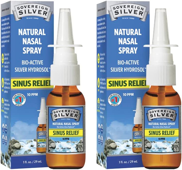Sovereign Silver Bio-Active Collective Silver Hydrosol for Immune Support - 10ppm - 1oz - Nasal Spray - Pack of 2