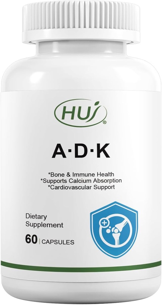 HUJ ADK Supplement, 60 capsules, Calcium, Vitaminen A, D3, K2 (MK-7)