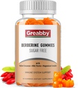 Berberine met Ceylon Cinnamon Supplement - Berberine Gummies, Biologische Berberine HCL 1200 mg voor volwassenen, Immuunsysteemondersteuning, Suikervrij, GGO-vrij, Glutenvrij, 60 Gummies