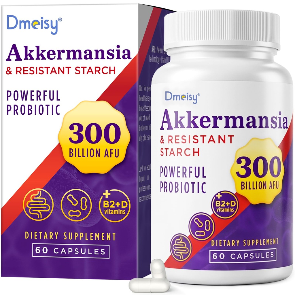 GLP ONE Supplement - 300 miljard AFU Akkermansia Muciniphila, Akkermansia Probiotic for Women & Men, for Boost , Digestief, Gut, Immunity, Enhanced Gut Lining Function & Intestinal Walls, 60 Count