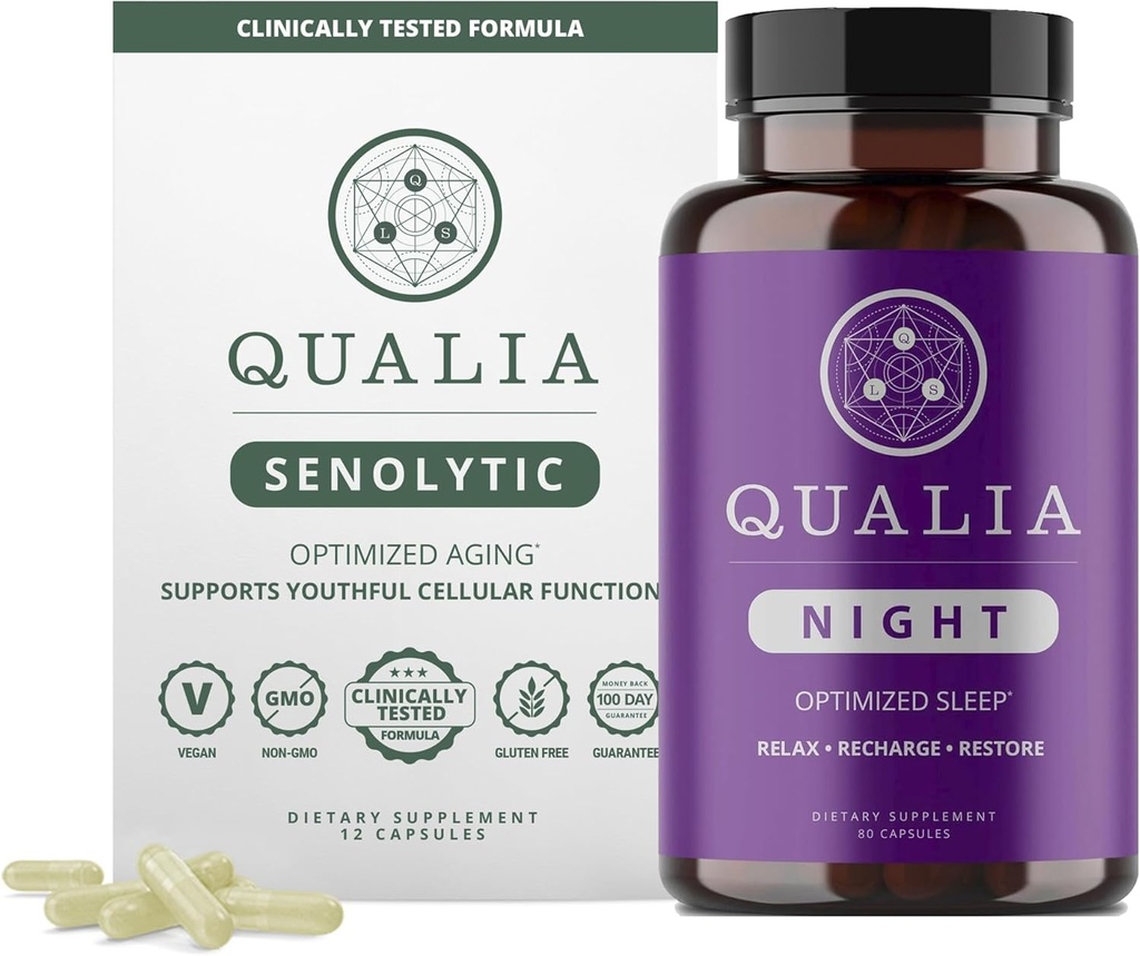 Qualia Life Sciences Bundle Qualia Night & Qualia Senolytische, Science-Backed Supplementen voor diepe verfrissende slaap en optimale cel reparatie