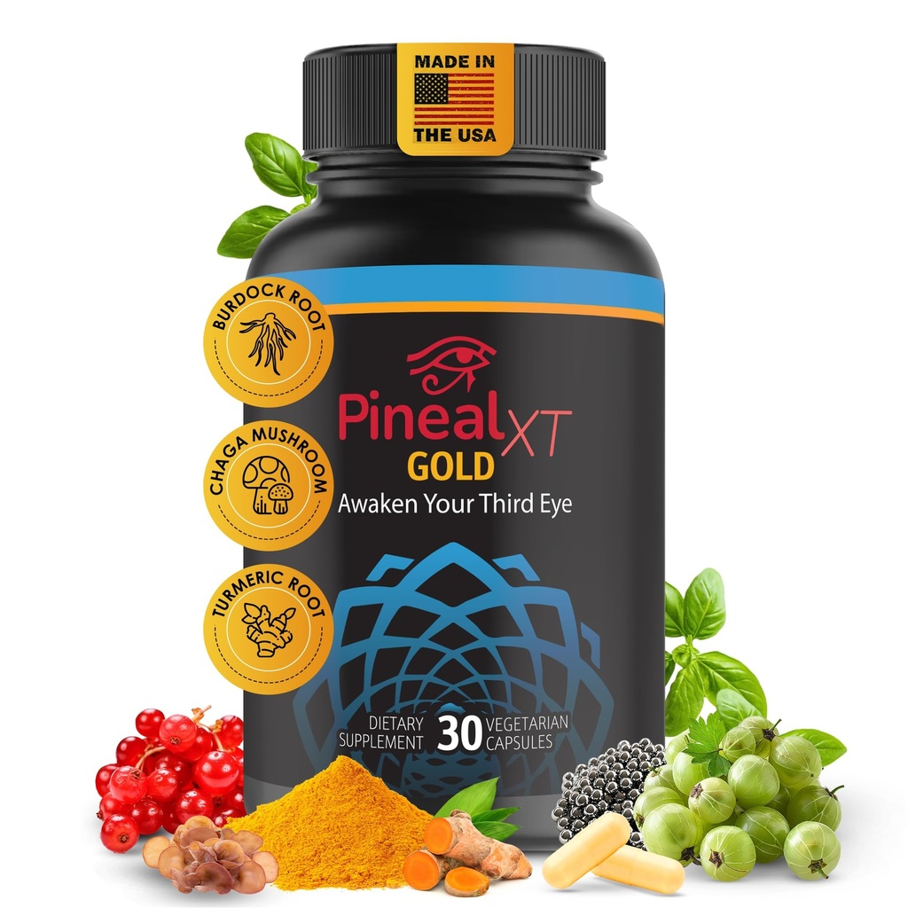 Pineal XT Gold - Pineal Gland Supplement - Third Eye Awakening - Focus and Memory Supplement for Brain - 7 Krachtige ingrediënten Decalcify, Detox, en Activeer uw pijnappel Gland