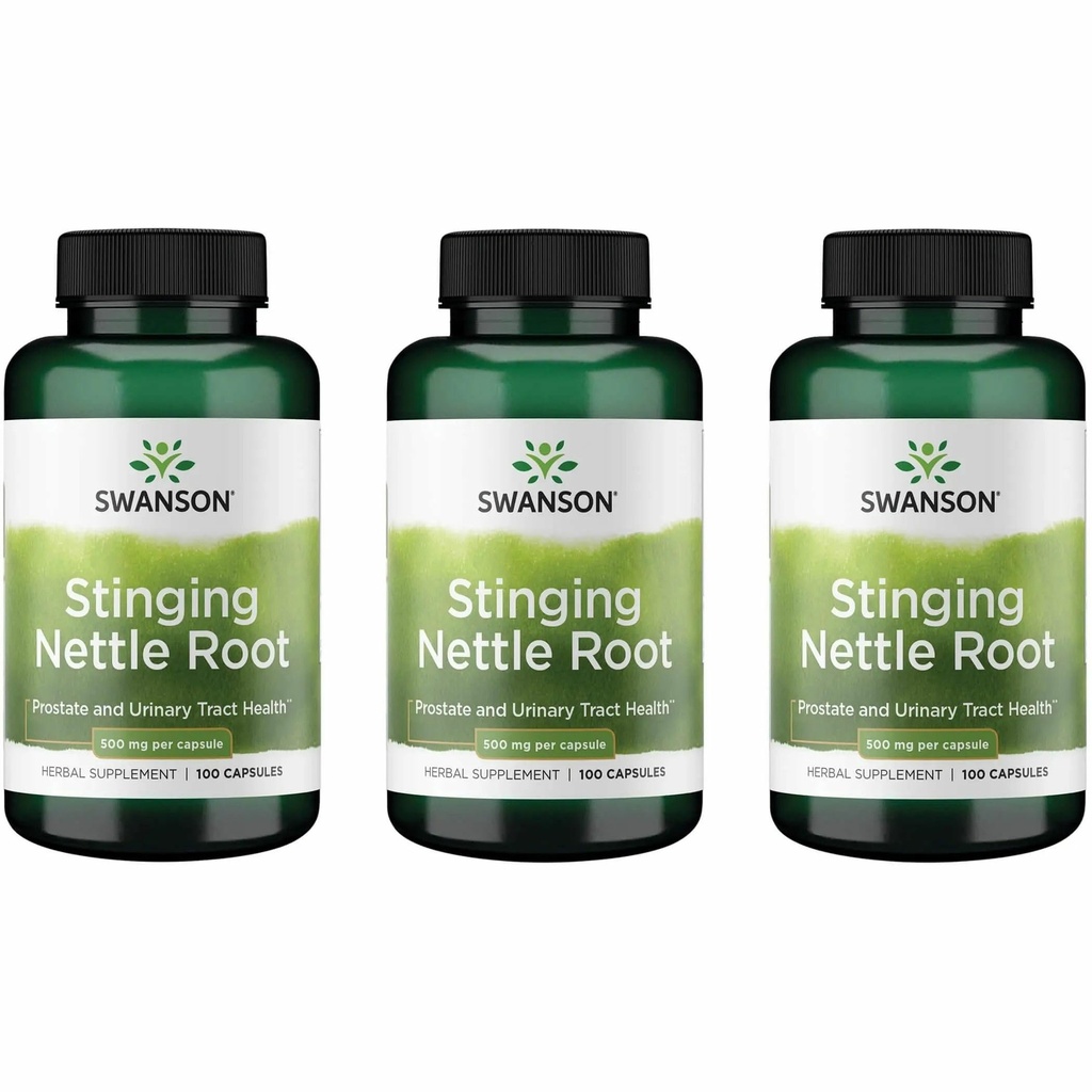Swanson Stinging Nettle Root (Urtica Dioica) - Kruidensupplement - (100 capsules, 500 mg) (3 verpakkingen)