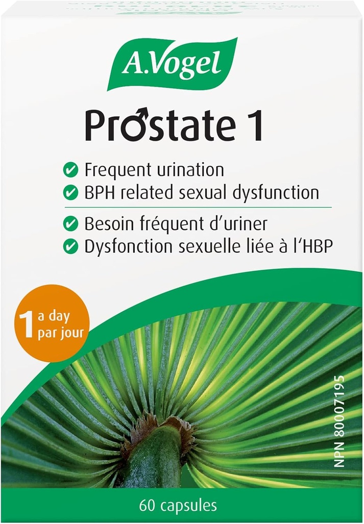 A. Vogel Prostate 1 - Organic Saw Palmetto Prostate Support Supplement - 85 Percent Fatty Acids - Clinically Proven Efficacy (60 capsules)