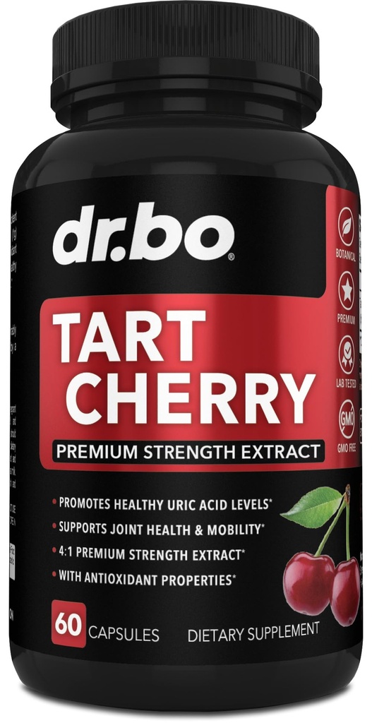 Tart Cherry Extract Capsules Supplement - Zuiver Urinezuur Flush Reinigen Antioxidant Pillen voor rust Ondersteuning - Tart Cherry Capsules Anthocyanine Supplementen Ultra Pure Kersen Vitaminen Concentraat Pillen