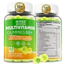 Multivitamine voor mannen 50 + Plus, Suikervrije mannen Multivitaminen Gummies w/Omega-3, Coq10, D3k2, Calcium, Magnesium, Zink, Vitaminen A, C & E, Heren Vitaminen voor Hert, Antioxidant, Hersen, Bot, 60ct