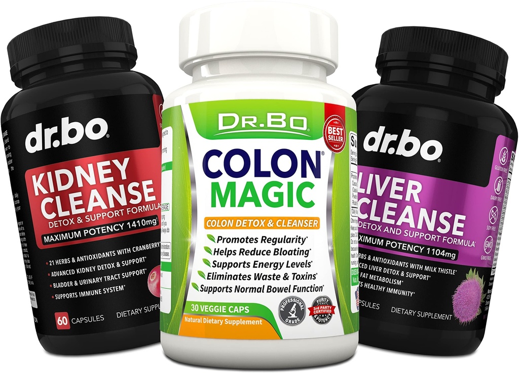 Colon, nieren en lever Reiniging Detox Ondersteuning Supplement - Natuurlijke Bowel Cleanser Pillen voor Intestinal Bloating & Daily Constipatie Relief - Help Bladder controle, urine Tract & Gallblad gezondheid