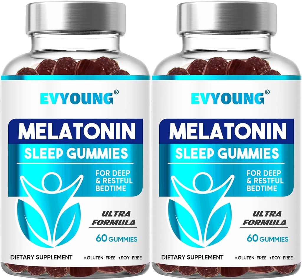 EVYOUNG Melatonine Gummies, Slaap Ondersteuning voor Volwassenen,1000 mcg Melatonine 120 Gummies tot een 60 dagen aanbod,Ondersteuning voor slapen