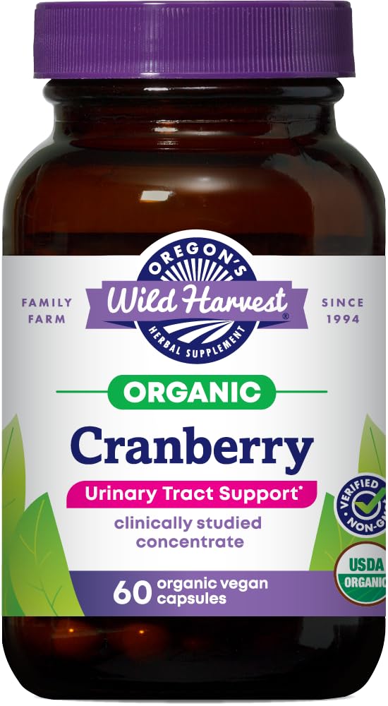Oregon's Wild Harvest Non-GMO Glutenvrije Cranberry, Biologische Kruidensupplementen, 60 Tellen