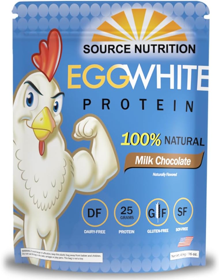 1 lb Egg White Protein Powder by Source Nutrition - 25 Gram Proteine, Build Lean Muscle, Dairy Free - Milk Chocolate