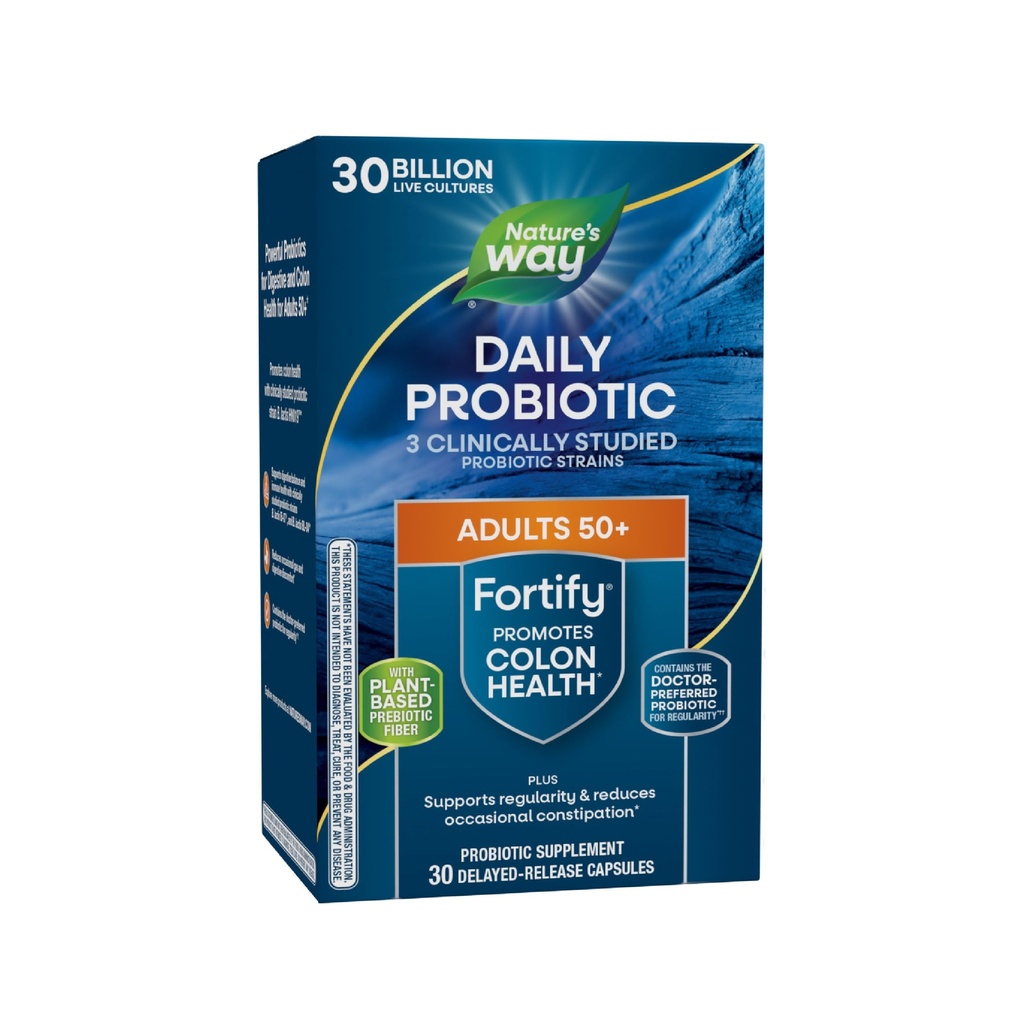 Nature's Way Fortify 50+ Daily Probiotic for Men & Women, 30 Miljard Live Cultures, Colon, Digestief, en Immune Health Support* Supplement, 30 Capsules
