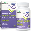 Liposomaal Ubichinol CoQ10 800 MG Softgel, Hoge Absorptie CoQ10 Ubichinol Supplement, Actieve Co-enzym Q10 800mg, Krachtige Antioxidant voor Hart & Hersenfunctie, Energieproductie, 60 Vegan Softgels