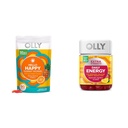 OLLY Hallo Happy Gummy Wormen, Mood Balance Support, Vitamine D, Saffraan, Volwassen Kauwbare Supplement & Extra sterkte Dagelijkse energie Gummy, Cafeïnevrij, 1000 mcg Vitamine B12, CoQ10, Goji Berry