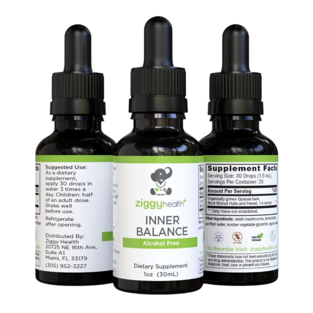 Ziggy Health Inner Balance Tinctuur - Intestinal Ondersteuning Movement Formula, Black Walnut Liquid, Schadelijke Organisme Reiniging, Herbal Remedy, Supplement, Glutenvrij, 1oz