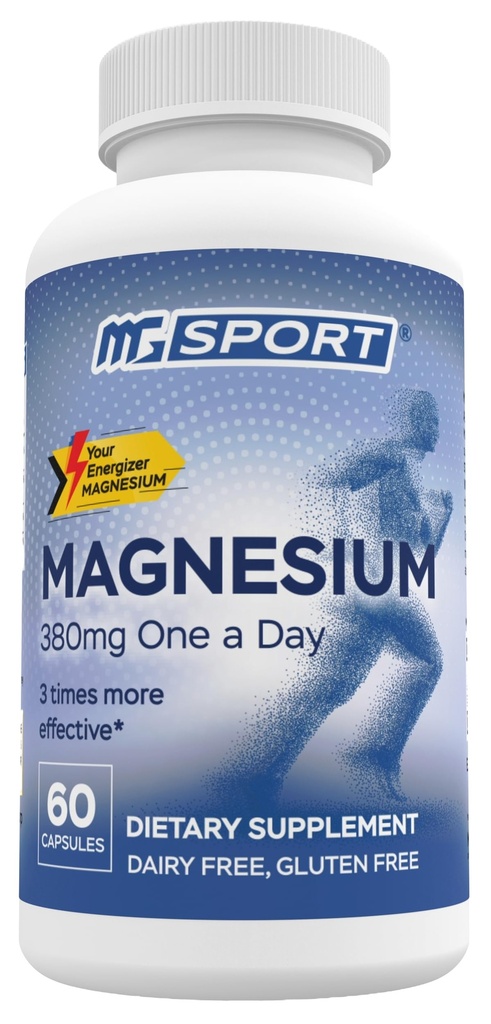 Magnesium Supplement Complex MGSPORT- Hoge absorptie met vitamines B6, D, E - Verlicht Beenkrampen en spierondersteuning - 60 porties
