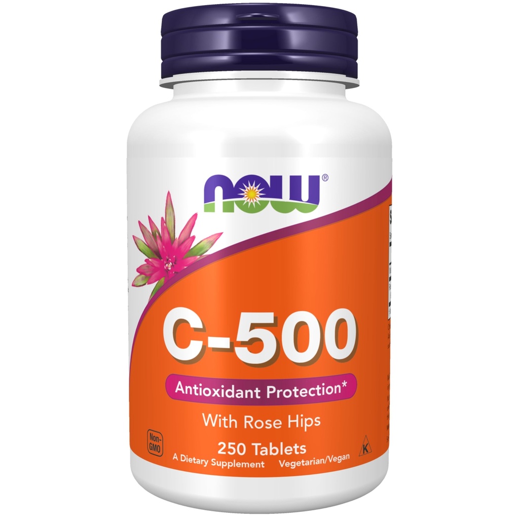 NOW Supplementen, Vitamine C-500 met Rose Hips, Antioxidant Protection*, 250 tabletten