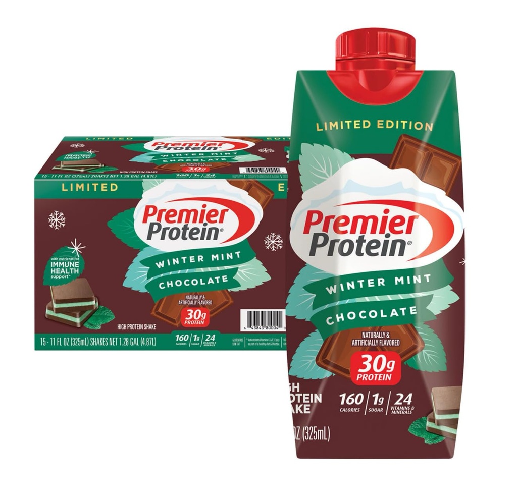 Premier proteïne Wintermunt Chocolade Proteïne Shake 11 Fl Oz (verpakking van 1)
