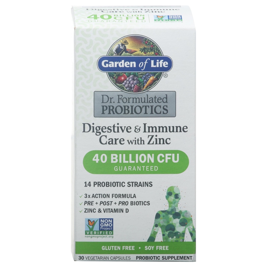 Garden of Life, DR. Geformuleerde probiotica Digestieve en immuunverzorging met zink, 30 tellingen
