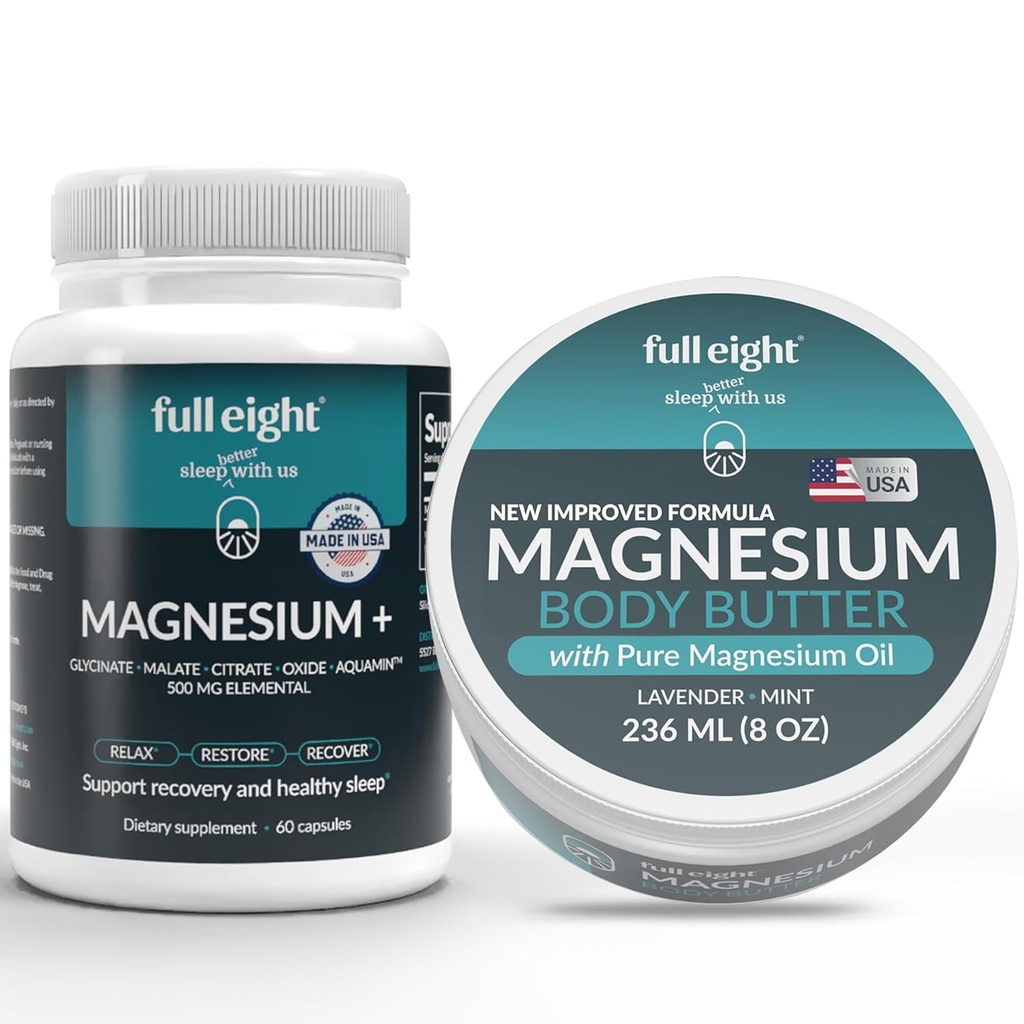 Ultieme Magnesium slaapbundel - Magnesium Glycinate 500 Mg Elementale en Magnesium Chloride Body Butter