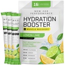New Age Performance Hydration Packets, Electrolytes Powder, Liquid Enhancer for Dehydration Relief, L-Glutamine Amino Acids for Muscle Workout Recovery, Sugar Free & 0 Calorie, 16 Sticks (Citroen Lime)